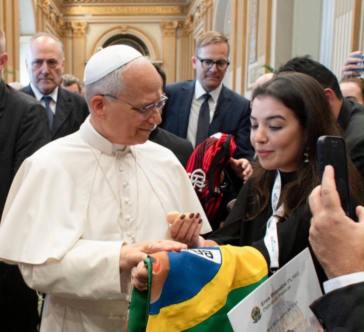 Chiara Biondini com o Papa